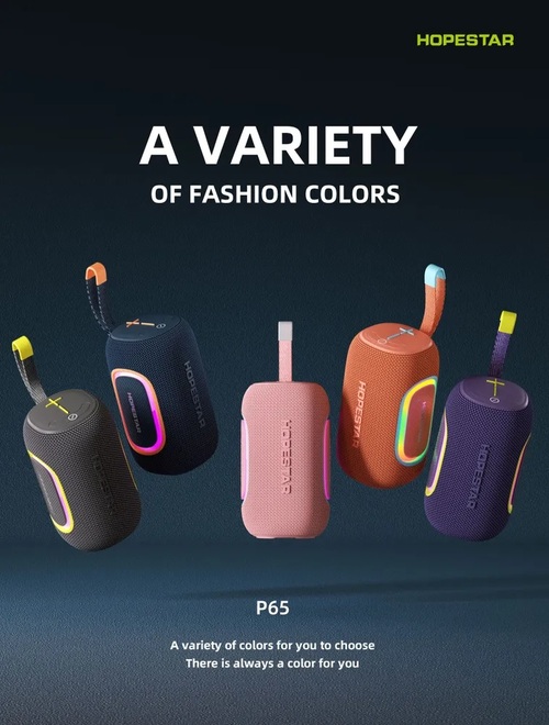 Колонка Бумбокс Hopestar P65 TF/AUX/USB/bluetooth фиолетовый LED подсветка
