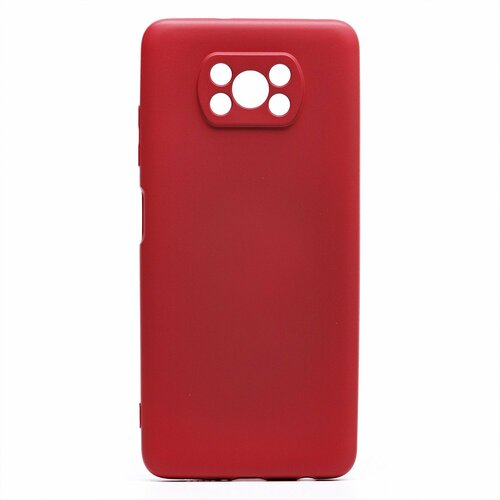 Накладка Xiaomi Poco X3/X3 Pro бордовый с защитой камеры Silicone Case Full без лого