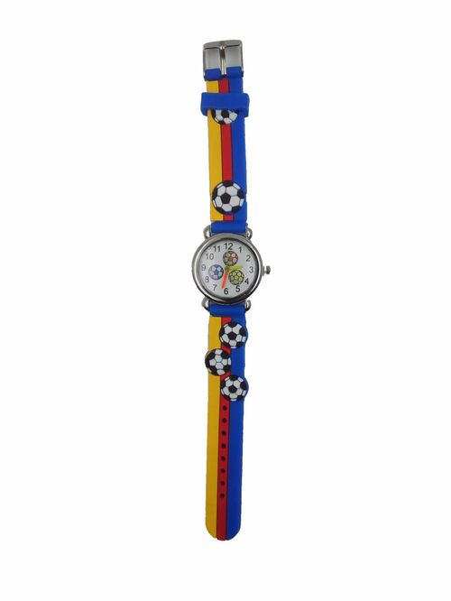 Наручные часы детские кварцевые Принт Футбол силиконовый ремешок трехцветный