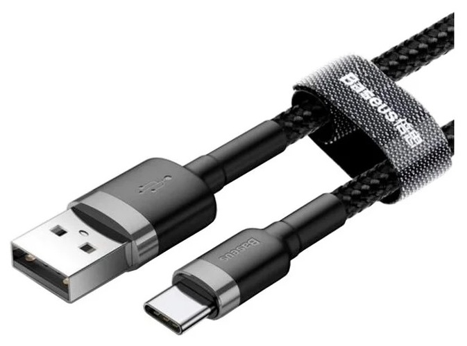 Кабель USB - Type-C Baseus CATKLF-AG1 текстиль черный круглый 3A 0,5 м.