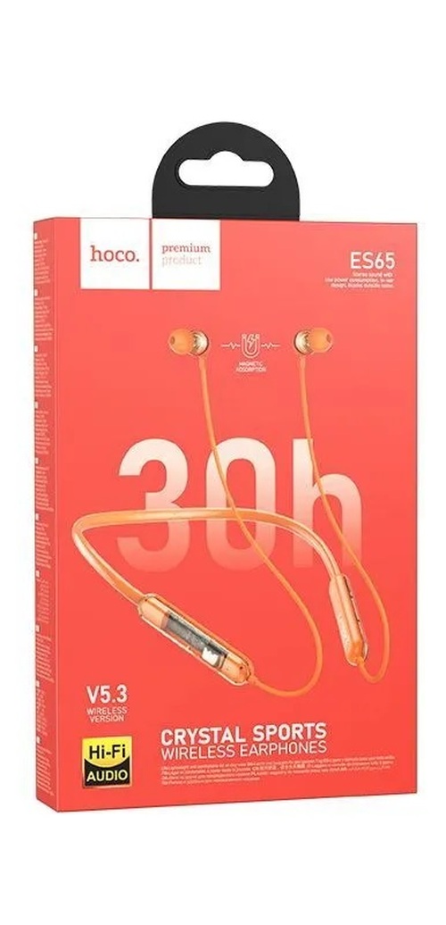 Наушники HOCO ES65 вакуумные, Bluetooth, микрофон, для спорта, оранжевый