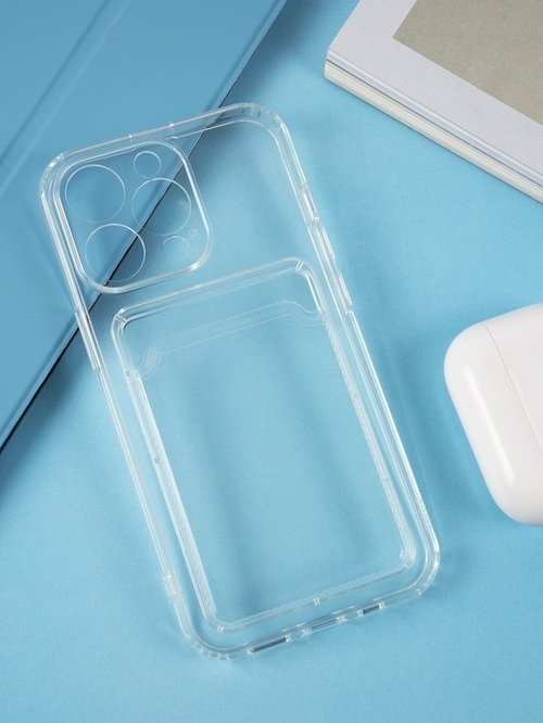 Накладка Realme C35 прозрачный с визитницей и защитой камеры силикон С кардхолдером