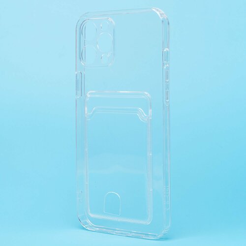 Накладка Apple iPhone 12 Pro Max прозрачный с визитницей и защитой камеры силикон С кардхолдером - 2