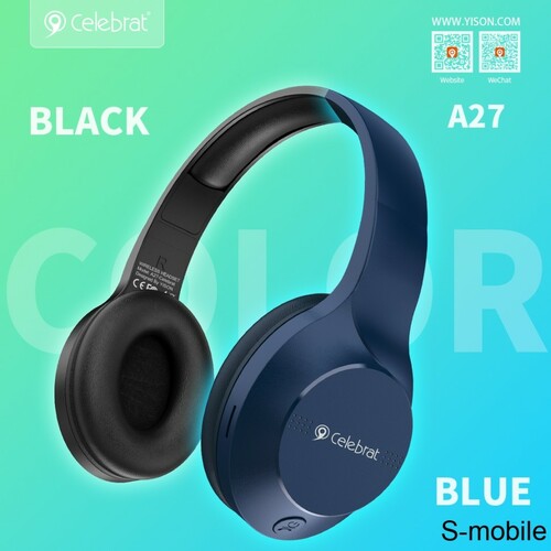 Наушники Celebrat A27 накладные, Bluetooth, микрофон, черный - 4