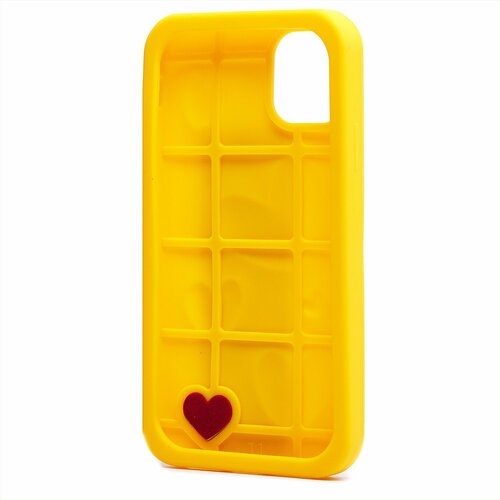 Накладка Apple iPhone 14 Pro желтый силикон Love серия Сердечки - 3