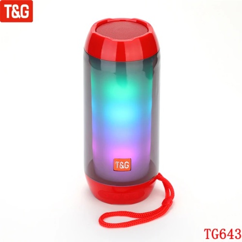 Колонка Бумбокс TG643 TF/AUX/Radio/USB/bluetooth красный LED подсветка