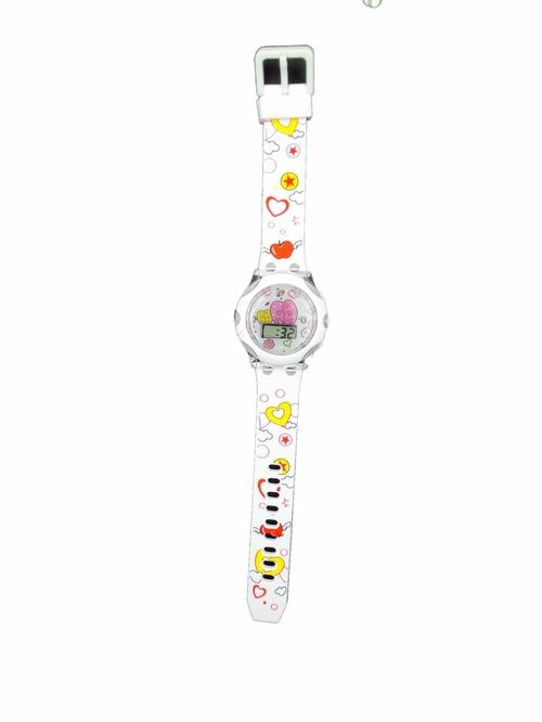 Наручные часы детские электронные Принт Сердечки красный силиконовый ремешок