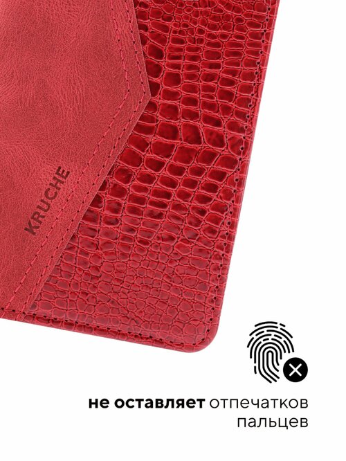 Чехол-книжка Xiaomi Redmi Note 8T красный горизонтальный под кожу крокодила Kruche Purse Croc - 7