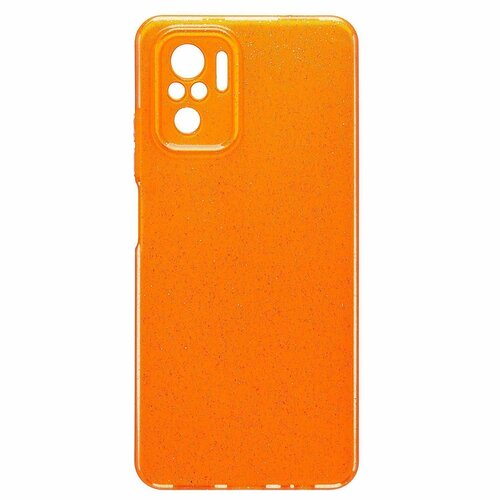 Накладка Xiaomi Redmi Note 10/10S/Poco M5S оранжевый с защитой камеры силикон+пластик Блестки