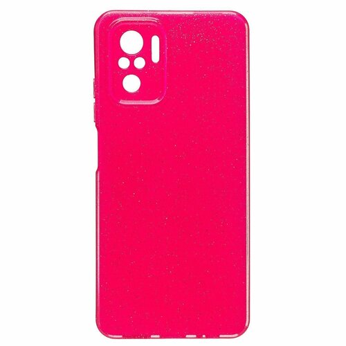 Накладка Xiaomi Redmi Note 10/10S/Poco M5S ярко-розовый с защитой камеры силикон+пластик Блестки