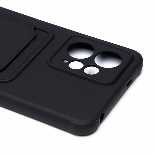 Накладка Xiaomi Redmi Note 12 4G черный матовый с визитницей и защитой камеры силикон С кардхолдером - 4