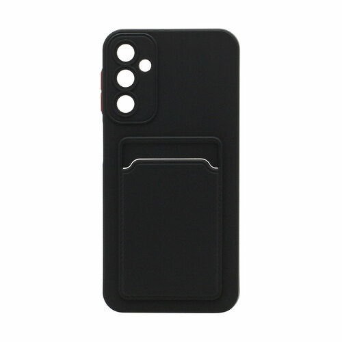 Накладка Samsung A24 черный матовый с визитницей и защитой камеры силикон Цветные кнопки