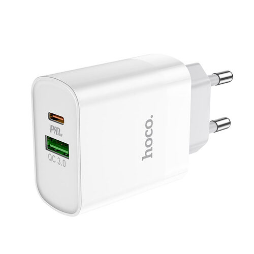 Сетевое зарядное устройство HOCO C80A 1USB+USB Type-C белый 3.1A