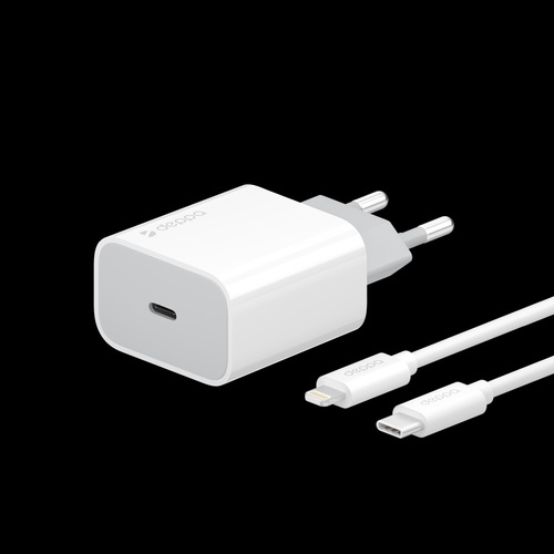 Сетевое зарядное устройство Deppa USB Type-C белый Lightning 2A MFI
