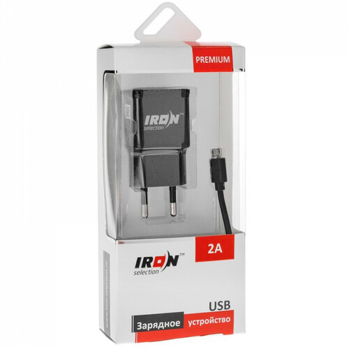 Сетевое зарядное устройство IRON Selection 1USB черный Micro USB 2.4A
