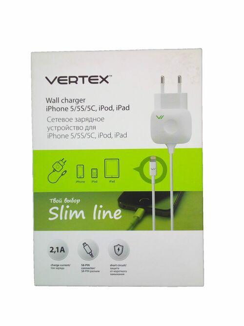 Сетевое зарядное устройство Vertex Slim Line Lightning 2.1A