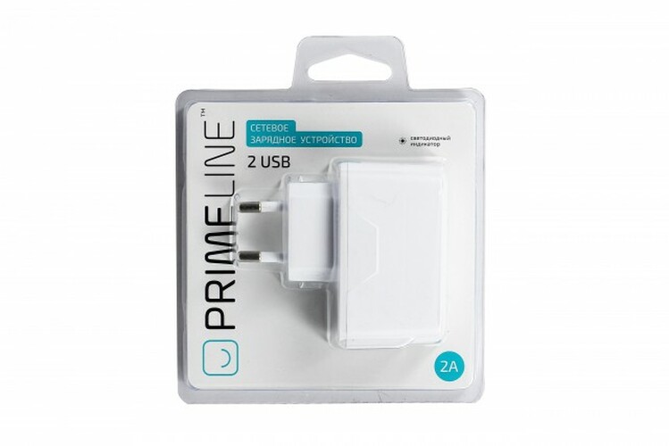 Сетевое зарядное устройство Prime Line 2USB белый 2.1A