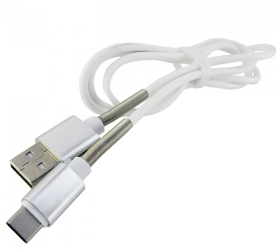 Кабель USB - Type-C Walker C720 белый круглый 1 м. с пружиной
