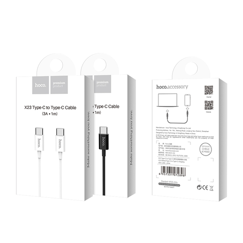 Кабель Type-C-Type-C HOCO X23 черный 3.0A 1 м.