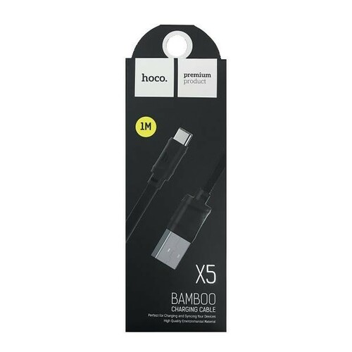 Кабель USB - 8 pin Lightning HOCO X5 черный плоский 1A 1 м.