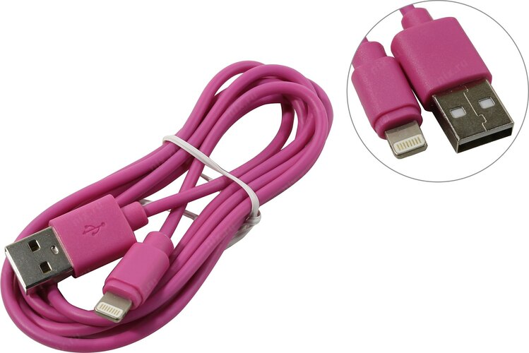 Кабель USB - 8 pin Lightning Smartbuy iK-512c пвх розовый круглый 1,2 м.