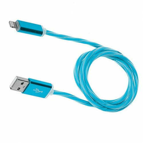 Кабель USB - 8 pin Lightning No brand голубой 1A 1 м. магнитный светящийся