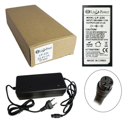Блок питания Live-Power LP-226 24V 2A 3Pin 12 мм для электровелосипеда