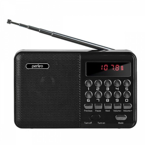 Радиоприемник Perfeo PALM цифровой FM USB/microSD питание от АКБ черный