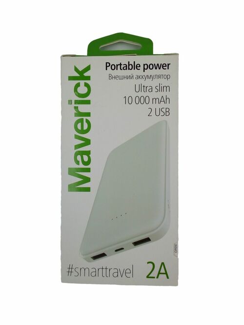 Внешний аккумулятор 10000 mAh Maverick M1018 2 USB белый