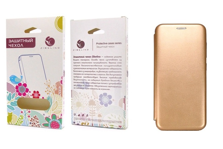Чехол-книжка Apple iPhone 7 Plus/8 Plus золотой горизонтальный Zibelino