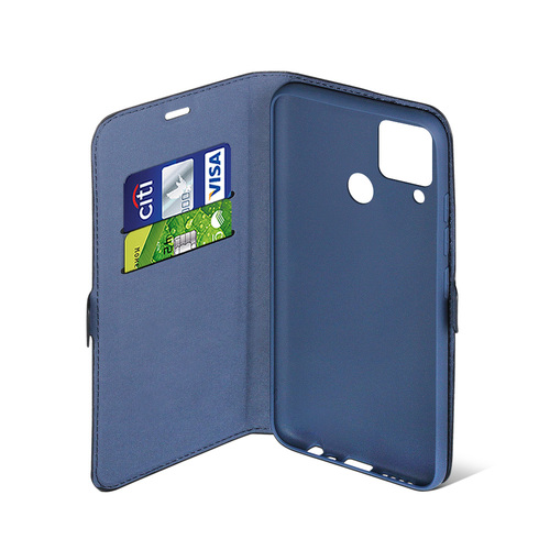 Чехол-книжка Realme C15 синий горизонтальный DF