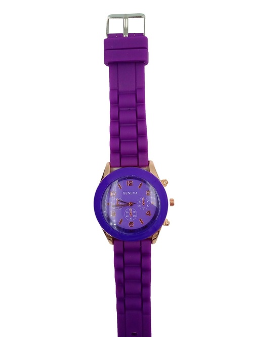 Наручные часы женские кварцевые Geneva 3 хронометра фиолетовый силиконовый ремешок