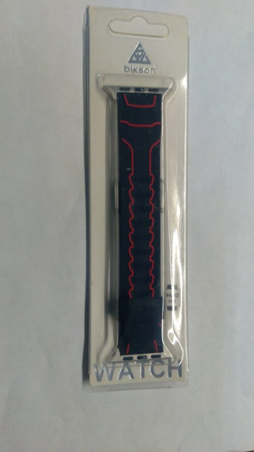 Ремешок Apple Watch 42/44 мм силикон черно-красный классическая застежка