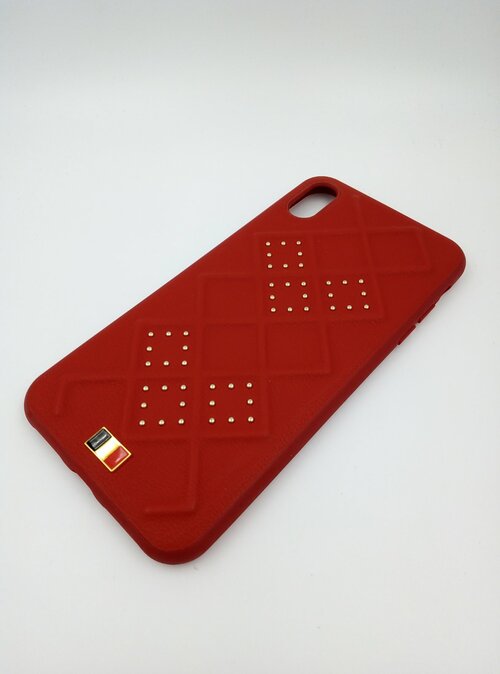 Накладка Apple iPhone Xs Max красный под кожу силикон Mentor Геометрия Ромбы с точками