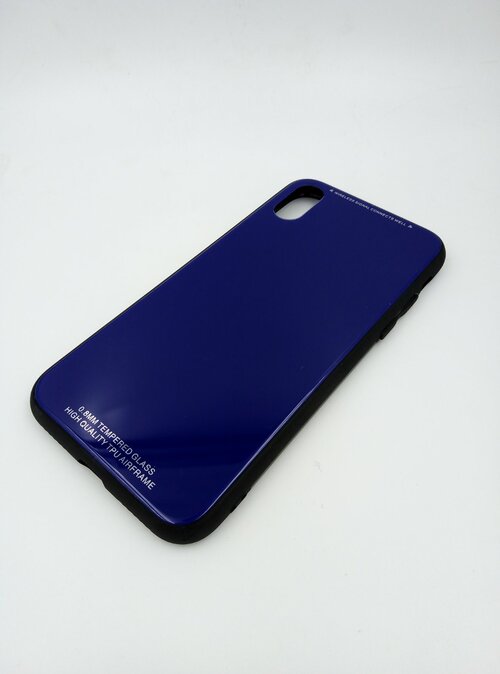 Накладка Apple iPhone X/Xs синий глянцевый Под стекло