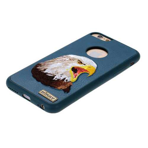 Накладка Apple iPhone 6 под кожу силикон Животные Орел синий вышитый Nimmy