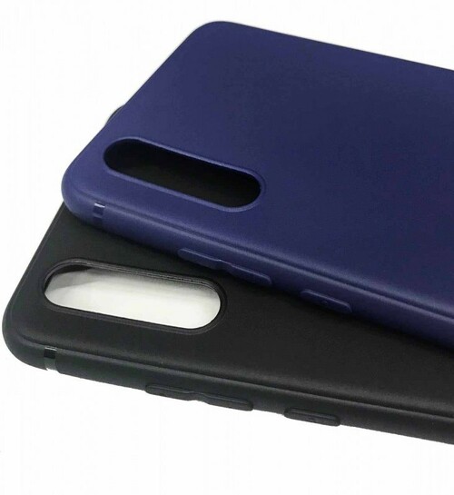 Накладка Samsung S20 Ultra синий матовый блестящие края силикон