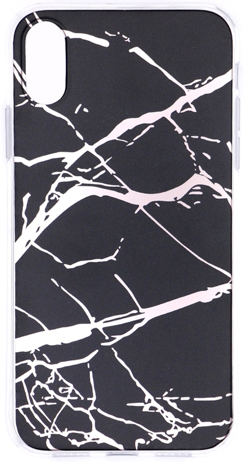 Накладка Apple iPhone 11 черный силикон Мрамор с золотыми прожилками Marble LUXE