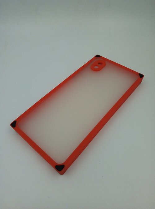 Накладка Samsung A01 Core/M01 Core 2020 полупрозрачный бампер красный силикон+пластик Прямые углы