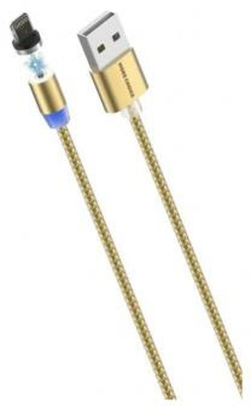 Кабель USB - 8 pin Lightning No brand в оплетке золотой 1 м. магнитный дата-кабель