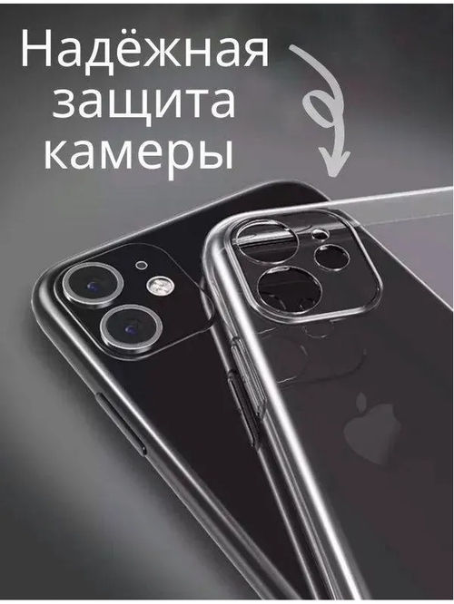 Накладка Apple iPhone 11 прозрачный с защитой камеры 1мм силикон - 2