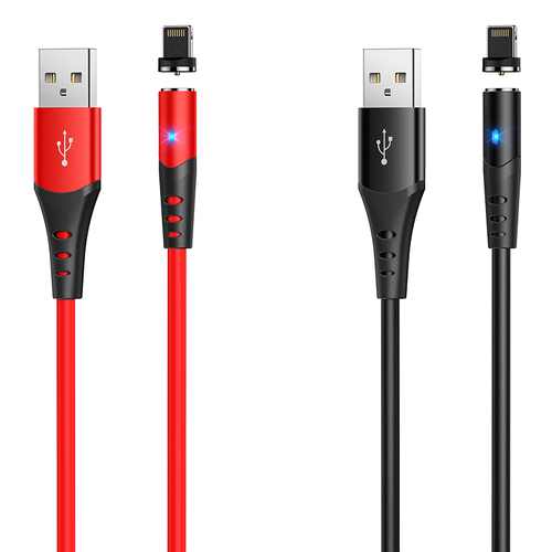 Кабель USB - 8 pin Lightning HOCO X60 пищевой силикон красный круглый 2.4A 1 м. магнитный