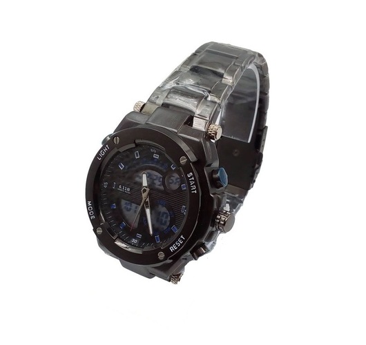 Наручные часы мужские электронные 6.11 черный циферблат черный металлический браслет
