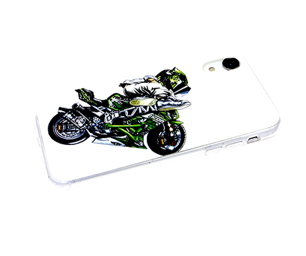 Накладка Xiaomi Redmi Note 8 Pro белый силикон Мотоцикл зеленый