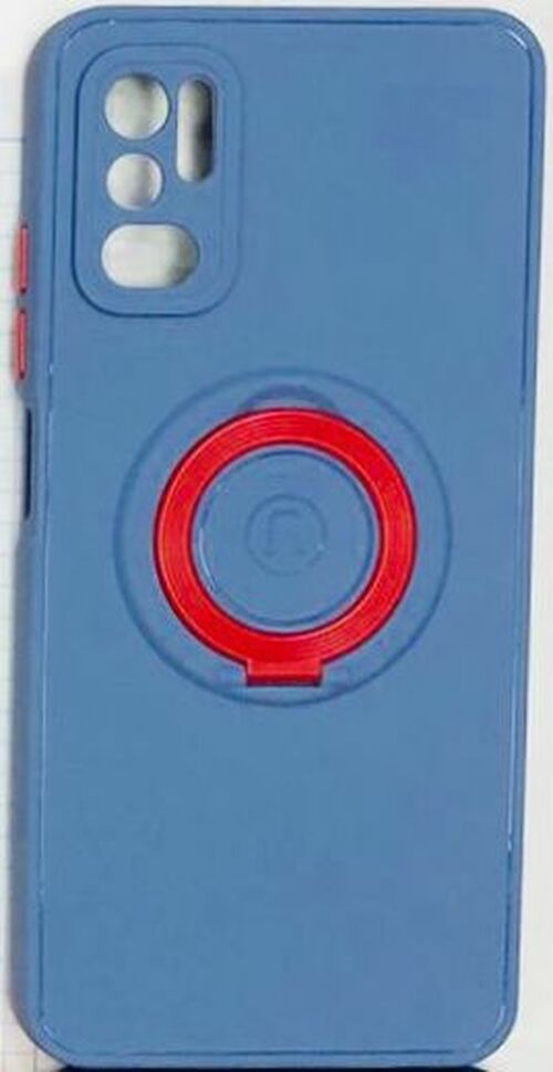 Накладка Apple iPhone 11 синий матовый с защитой камеры силикон Кольцо-подставка + магнитный держатель