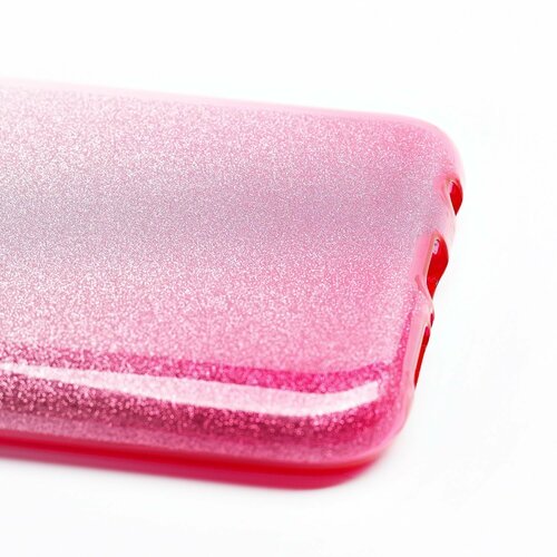 Накладка Huawei Honor 10 серебристо-розовый с градиентом силикон+пластик Блестки - 4