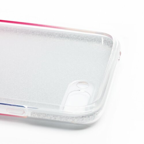 Накладка Huawei Honor 10 серебристо-розовый с градиентом силикон+пластик Блестки - 5