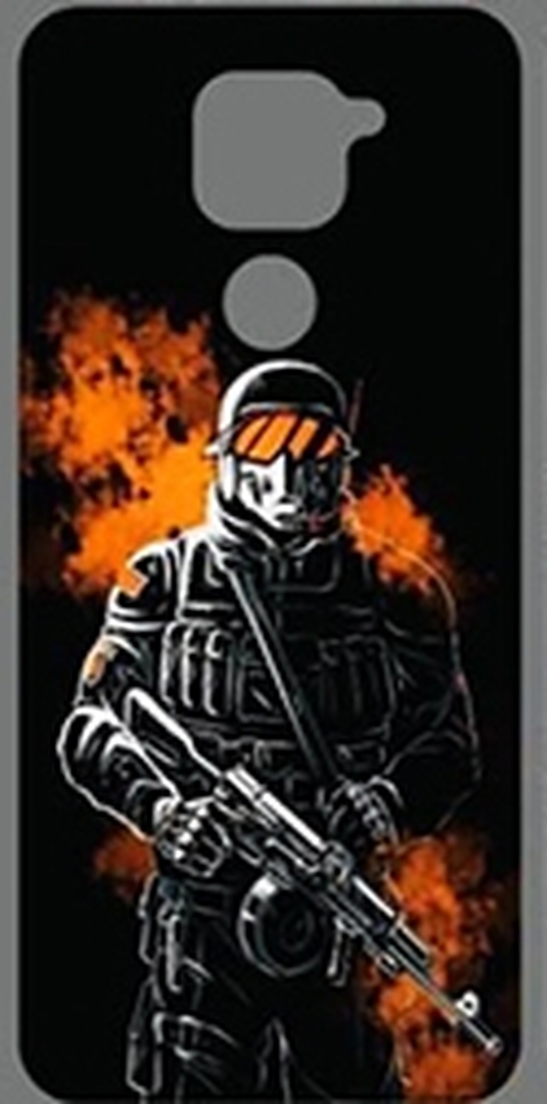 Накладка Huawei Honor 10 черный силикон Оружие Солдат с автоматом