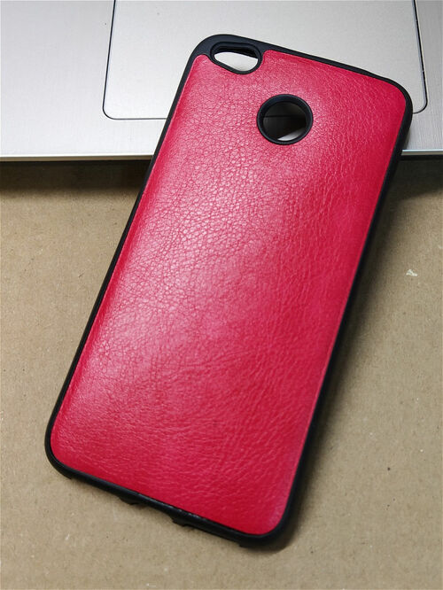 Накладка Realme C21 красный под кожу силикон Neypo Leather Back