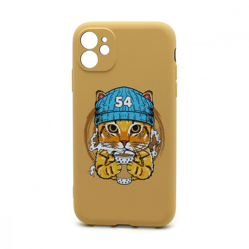 Накладка Apple iPhone 7 Plus/8 Plus горчичный фосфорный силикон Luxo Животные Коты/Кошки Кот в синей шапке